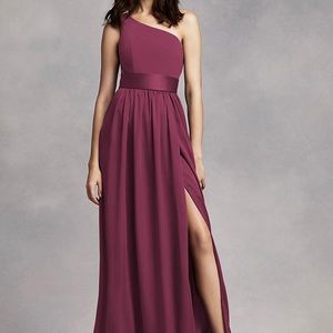 Vera Wang, One Shoulder Dress with Satin Sash